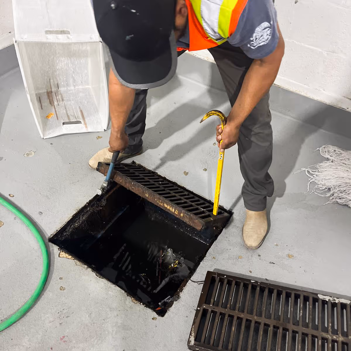 An urgent septic repair underway on a residential property
