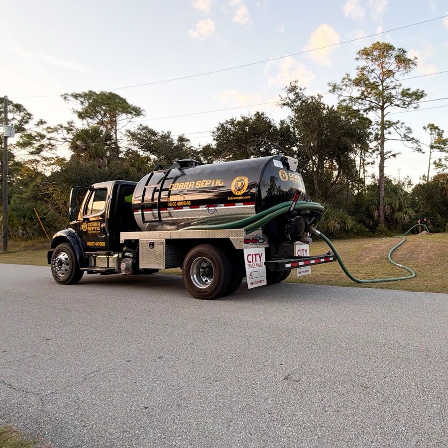 The Cobra Septic pump truck on a job